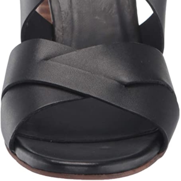 Seychelles Embellishment Black Leather Heeled Mules Block heel Open Toe Sandals - Picture 5 of 11